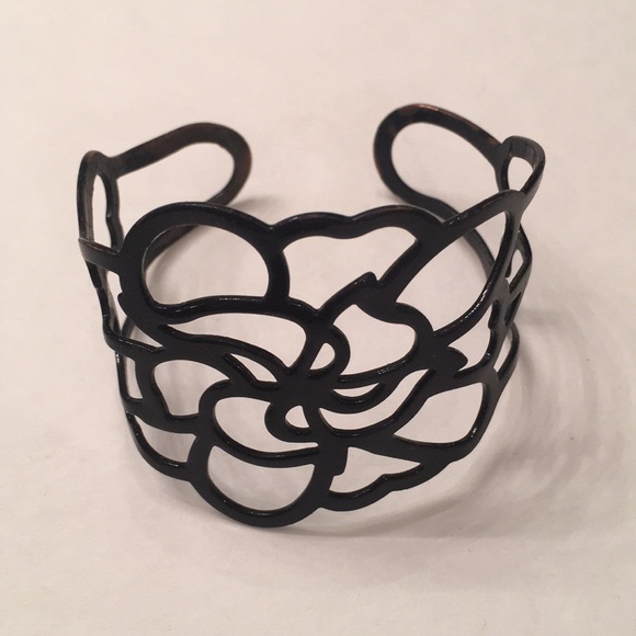 Lia Sophia Jewelry - Lia Sophia Adjustable Black Flower Cuff Bracelet